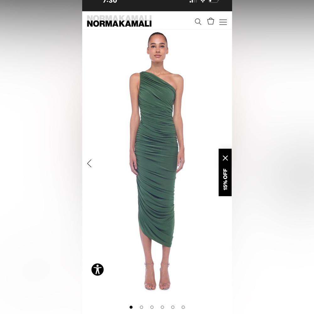 Norma Kamali XS/34 One-Shoulder Dress in Celadon